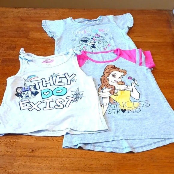 Disney junior| 1 princess Bell T-shirt| 2 mine mouse top| Sz 6 - Picture 2 of 3